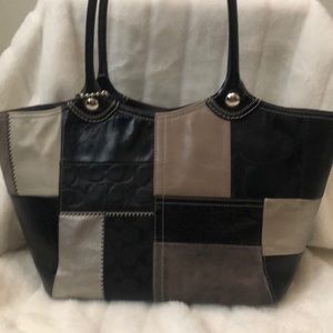 Coach Bleecker Black Signature Leather Patchwork